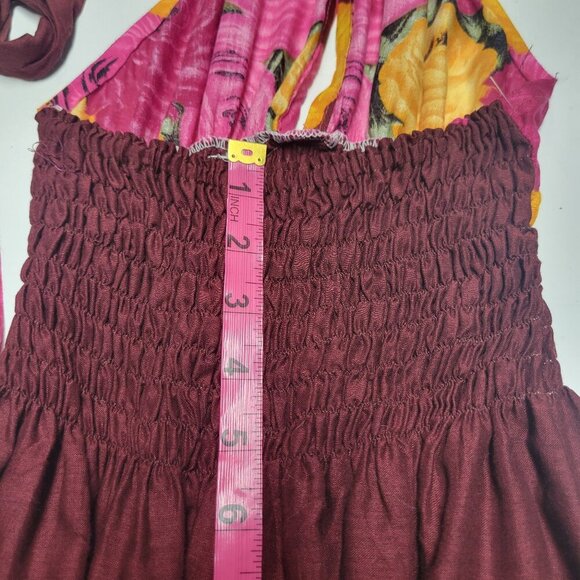 Halter Colorful Dress Summer Halter Dress in Pink Orange and Maroon Floral Print - Picture 9 of 15